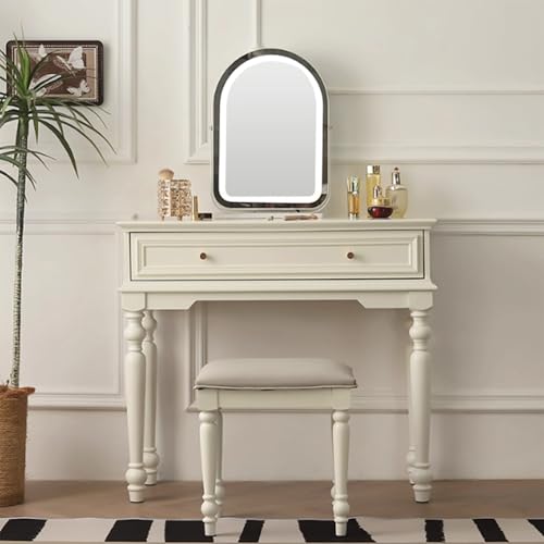 YAONJS Massivholz-Schminktisch, Kleines Schlafzimmer, Moderner Creme-Stil, High-End-Schminktisch von YAONJS