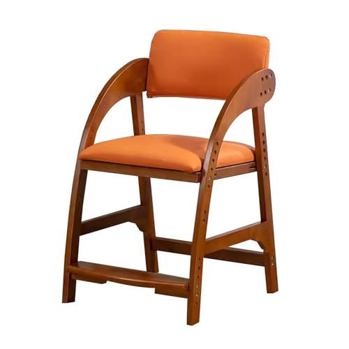YAONJS Massivholz-Studierstuhl, Multifunktionaler Schreibstuhl, Verstellbarer Esszimmerstuhl, Schreibtischstuhl Für Die Grundschule, Heimsitz(Orange) von YAONJS