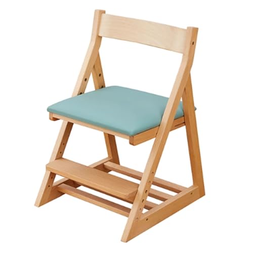 YAONJS Massivholz-Studierstuhl, Verstellbarer Studentenstuhl, Multifunktionaler, Anhebbarer Korrekturstuhl Für Die Sitzhaltung, Schreibstuhl(Blau) von YAONJS