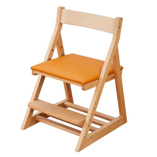 YAONJS Massivholz-Studierstuhl, Verstellbarer Studentenstuhl, Multifunktionaler, Anhebbarer Korrekturstuhl Für Die Sitzhaltung, Schreibstuhl(Orange) von YAONJS