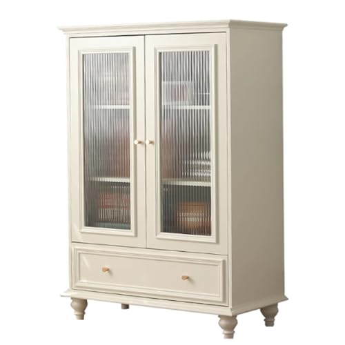 YAONJS Niedriger Weinschrank Aus Massivholz – Sideboard Im Amerikanischen Landhausstil Mit Doppeltür Für Die Aufbewahrung Im ESS- Und Wohnzimmer(Weiß) von YAONJS