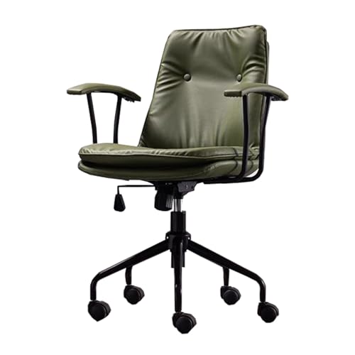 YAONJS Schreibtischstuhl Mit Mittlerer Rückenlehne, Gepolsterter Büro-Schreibtischstuhl Mit Armlehnen, Höhenverstellbar, Drehbarer Bürostuhl Für Chefs(Green) von YAONJS
