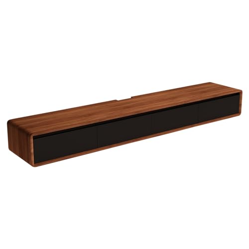 YAONJS Schwebende TV-Wandhalterung Aus Walnussholz | Modernes Minimalistisches Entertainment-Center Mit Offenen Regalen Und Kabelmanagement(160cm) von YAONJS
