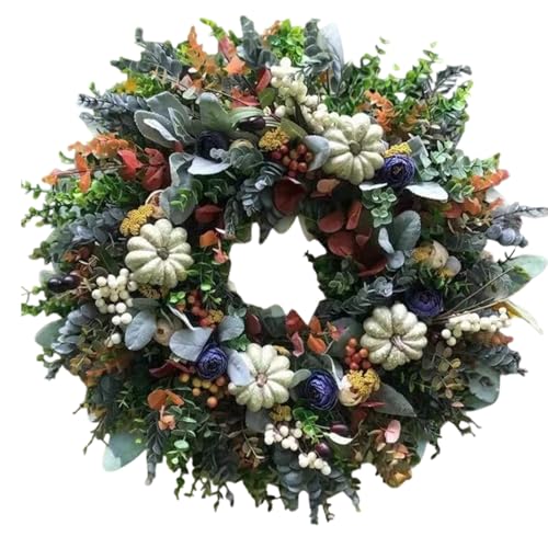 45cm Herbstkranz Für Haustür, Türkranz Herbstdeko, Kunstkranz Herbst Wandkranz Für Kamin, Wand, Verandas, Fenster, Eingang, Erntedankfest, Weihnachten von YAOPIU