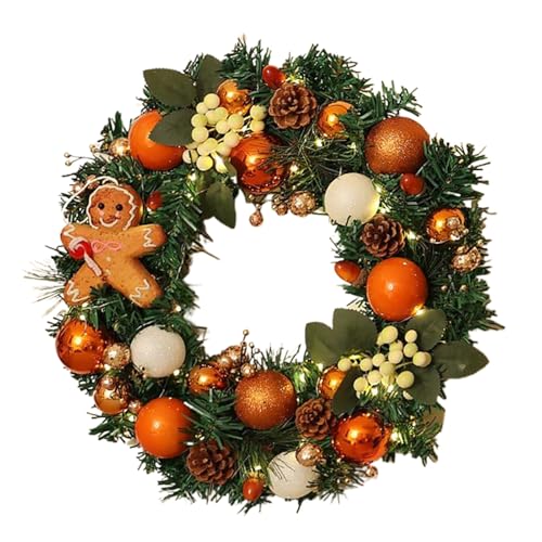 Weihnachtskranz Haustür, 40cm Lebkuchens Weihnachten Türkranz, Realistische Weihnachtsgirlande Weihnachtsdekoration Für Fenster, Wanddekoration, Außen- Und Innendekoration von YAOPIU