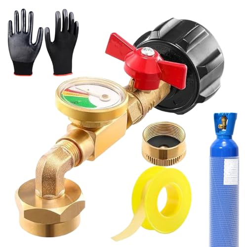 YAOPIU 0,45kg Propanflasche Nachfülladapter | Nachfüllkonverter Mit Ventil Und Manometer,Camping Grill Zubehör Für Draußen, Befüllen 0,45kg Flasche Aus 9kg Tank, 90-Grad Winkeldesign von YAOPIU