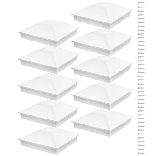 YAOPIU 10X10 cm Pfostenabdeckung - 10x10 cm Deckpfosten Abdeckkappen,UV-beständige weiße 10 Stück Schutz für Außenbereich Terrasse Garten Steg von YAOPIU
