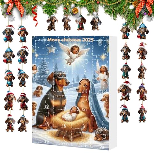 YAOPIU 2025 Weihnachtsadvent | Hund 2025 24 Tage Weihnachtsschmuck Kalender,Niedliche Deko Für Dezember Fest Wohnzimmer Kinder Feier Eingangsbereich Schlafzimmer Teenager von YAOPIU