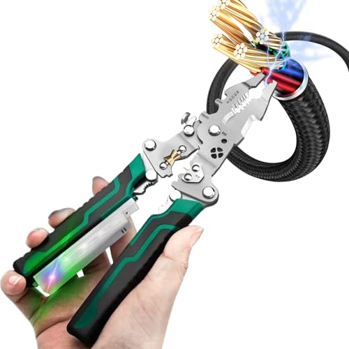YAOPIU 8 In 1 Kabelabisolierzange Mit Spannungsprüfer - Drahtverdreher,Werkzeug Mit Spannungsprüfer Für Auto Hausinstallation von YAOPIU