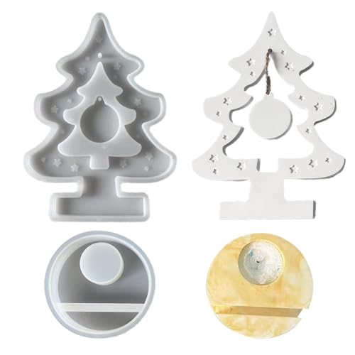 YAOPIU Kerzenständer Form | Weihnachtsbaum Form,2 Teile Zement Gussform Für Tischdeko Party Hochzeit Festliches Zuhause Dekoration Zentrumstück von YAOPIU