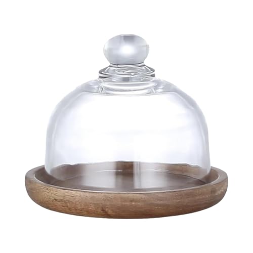 YAOPIU Kuchendekoration Stand, Kuchenteller Ständer Mit Glasglocke, Holz Servierplatte Für Dessert Obst Gebäck Küchentisch Geburtstag Hochzeit YAOPIU Kuchendekoration Stand, Kuchenteller Ständer Mit Glasglocke, Holz Servierplatte Für Dessert Obst Gebäck Küchentisch Geburtstag Hochzeit von YAOPIU