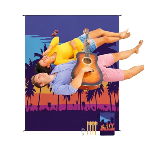 YAOPIU Picknickdecke im Freien, Strandpicknickdecke | 86.61x70.87 Zoll wasserdichte Picknickmatte | Windprofa Bodenteppich leichtes Campingpad mit 4 Ecktaschen und 4 Stiften für Festivalsitze von YAOPIU