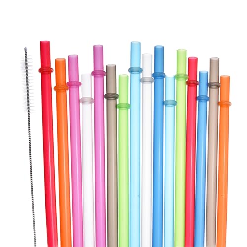 YAOSHENG Reusable Straws with 1 Brushes,Long Hard Plastic Drinking Straws, Transparent Replacement Straws for 16OZ-32 OZ Tumblers (10.5 inch Muti-color) (composite color, 24pcs/9.06inch) von YAOSHENG