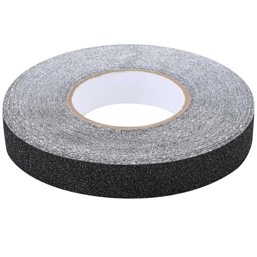 YAOSHENGUP Schwarz Antirutsch Klebeband, 20m x 2.5cm Antirutsch Klebeband Streifen mit Selbstklebend, Treppe Stufen Band Kleber Rutschfest Treppe Anti Rutsch Streifen Hohe Traktion Pad für Bodenbelag von YAOSHENGUP
