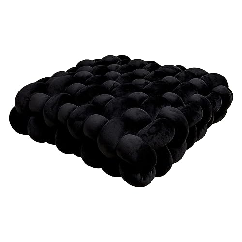 1Pc Knotenkissen,Geknotetes Kissen Quadratisch Dekoratives Plüsch Kissen Bequem Bodenkissen Weiche Sitzkissen Gewebtes Stuhlkissen Meditationskissen Dekokissen für Sofa Bett Zimmer Dekor L 40x40x12cm von YAOTT