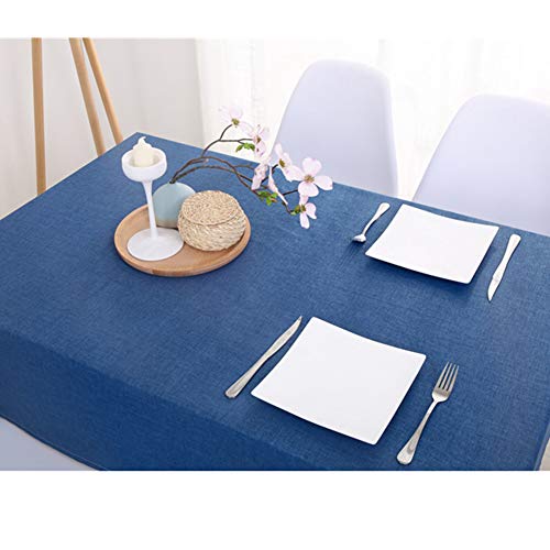 Tischdecke Rechteckige Wasserabweisend, Tischtuch Baumwolle Leinen, Tischdecke Abwaschbar, Schmutzabweisend, Einfarbige für Home Küche Dekoration Navy blau 120x180cm von YAOTT