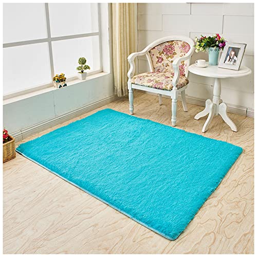 YAOTT Ultra Soft Indoor Modern Area Teppiche Flauschige Shaggy Wohnzimmer Teppich Für Wohnzimmer Schlafzimmer Küche Flure Kinderzimmer,Leicht Zu Reinigen,Blau,100X160 von YAOTT