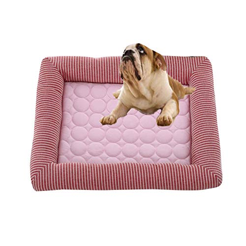 YAOTT Hundebett Mit Kühlmatte,Kühlmatte für Hunde, ungiftig, Sommer, Schlafbett für kleine Hunde, Haustiere, Katzen, Welpen Rosa 54 * 43cm von YAOTT