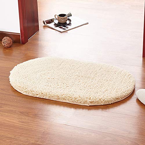 YAOTT Ovaler Badezimmerteppich rutschfest Maschinenwaschbar Weicher Wasserabsorbierende Fußabtreter für innen Badvorleger Badteppich Badematten Flauschige Mikrofaser Fussmatte Leichtes Kamel 50X80CM von YAOTT