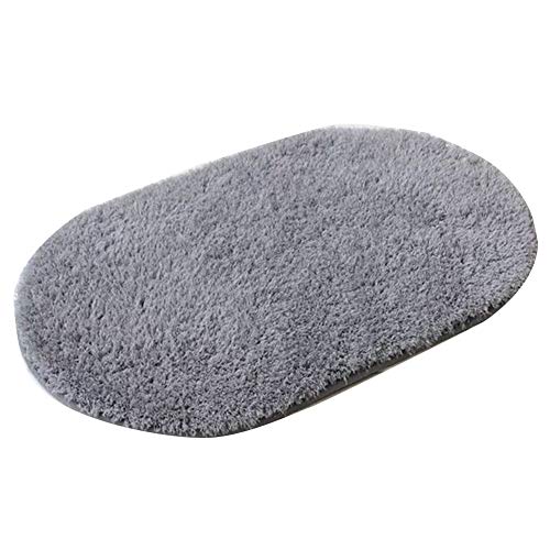 YAOTT Shaggy Rund Teppich oval Wohnzimmer Langflor Hochflor Stockwerk Eingang Fußmatte Teppiche für Küche Badezimmer flauschig und pflegeleicht grau Blau 80 * 200cm von YAOTT