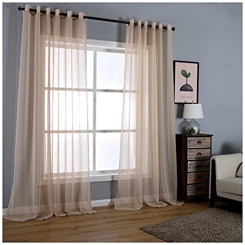 YAOTT Sheer Voile Vorhang Stangedurchzug Transparente Gardine aus Voile Vorhänge Fensterschal Wohnzimmer Luftig Dekoschal für Schlafzimmer,A-Apricot,(132x244cm)(1 Stück) von YAOTT