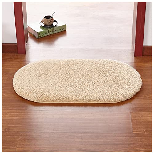 YAOTT Teppiche Kunstfell Oval Wohnzimmer Teppich Fellimitat Badematte Badteppich rutschfest Abwaschbar Matten Für Kinderzimmer Fußmatte Aus Weich Mikrofaser,Kamel,50X80 von YAOTT