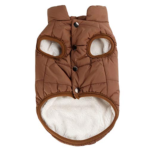 YAOTT Warme 2-lagige mit Fleece Gefütterte Hundejacke Weiche Winddichte Winterjacke mit Gurtloch für Kleine Mittelgroß Hunde Haustier Skifahren Ärmellose Cute Hundeweste Kaffee S von YAOTT