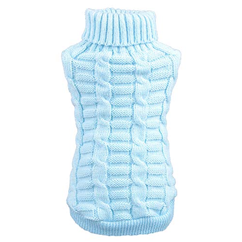 YAOTT Warme Hundepullover Strickjacke für Kleine Mittelgroße Hunde, Rollkragenpullover Einfarbiger Strickpullover für Hunde Katze, Haustier Warmer Mantel Sweater für Herbst Winter Blau S von YAOTT