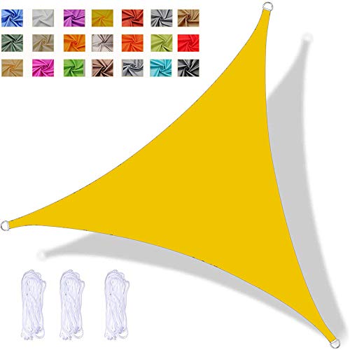 Sonnensegel Dreieckig 2.4x2.4x2.4m Sonnenschutz Wasserdicht Windschutz Sonnensegel UV Schutz 98% Sunsegel für Garten Terrasse Outdoor Camping Patio Schwimmbad, Fluoreszierendes Gelb von YAOYI