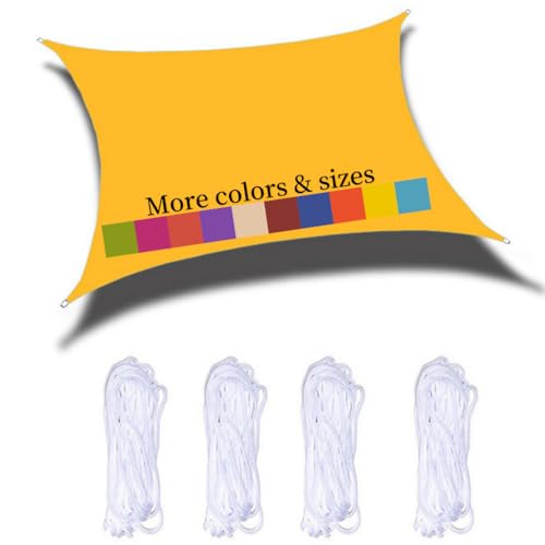 Sonnensegel Rechteckig 2.5x3m Wasserdicht PES Polyester 98% UV Schutz Sonnenschutz Windschutz Reißfest Wetterfest, für Balkon Terrasse Garten Schwimmbad, Mangogelb von YAOYI