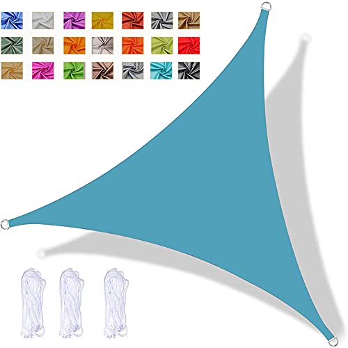 YAOYI Dreieckiges Sonnensegel, wasserdichte Sonnenschutzmarkise, UV-Schutz, Für Gartenparty Im Freien, Mit Seil (5x5x7m,Blauer See) von YAOYI
