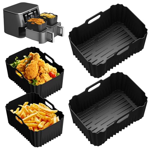 Silikonform Heißluftfritteuse Zubehör für Russell Hobbs 2 Kammern 9L Airfryer, 2 Stück Russell Hobbs Heißluftfritteuse 9L, COSORI Dual Zone 8,5 L,Ninja Foodi MAX 9,5L Air Fryer Silikon Einsatz Zubehör von YAOYIN