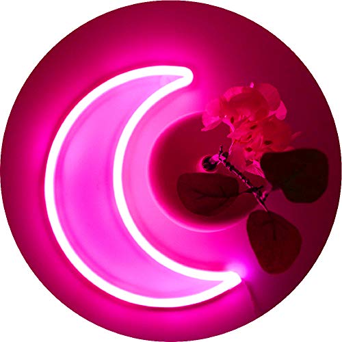 LED-Neonlicht, Neonlicht, süßes Neon-Mondschild, Mädchenzimmer-Wanddekoration, batteriebetrieben oder USB-betrieben, für Schlafzimmer, Büro, Wohnheim, Party, Thanksgiving von YAOZHOU