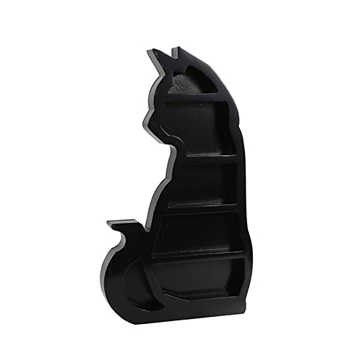 YAPAILANG Kristall Holzregal Wandmontage Kristall Display Regal Mond Regal Schwarz Katze Design Wandregal von YAPAILANG