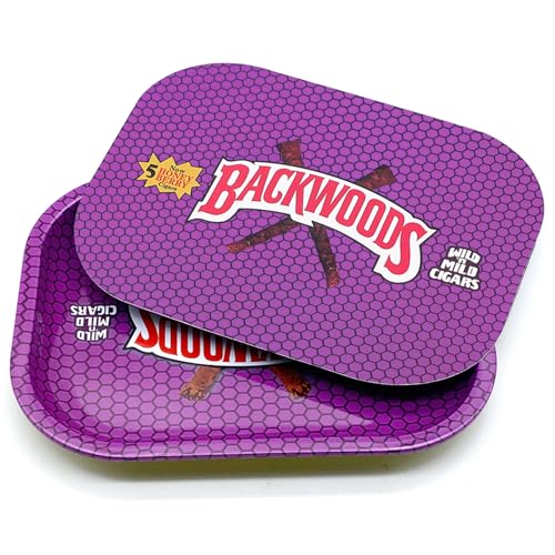 YAPAS Rolling Tray with Magnetic Lid - 17.8 cm x 14.0 cm Metal Rolling Tray - Cigarette Rolling Trays - Smoke Accessories - Rolling Paper Tray - Rolling Plate (Clear, Purple) von YAPAS
