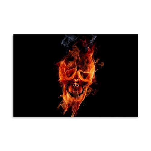 YAPING Burning Flame Skull Canvas Print 20x30inch(50x75cm) von YAPING