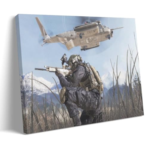 YAPING Call of Duty Soldier Sniping Under Helicopter Canvas Print 20x30inch(50x75cm) von YAPING