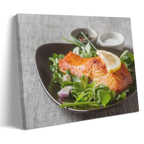 YAPING Delicious Salmon Fillet Seafood Dish on Table Porch 20x30inch(50x75cm) von YAPING