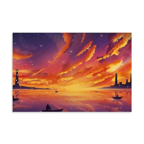 YAPING Distant Cities Poster Decoration 20x30inch(50x75cm) von YAPING