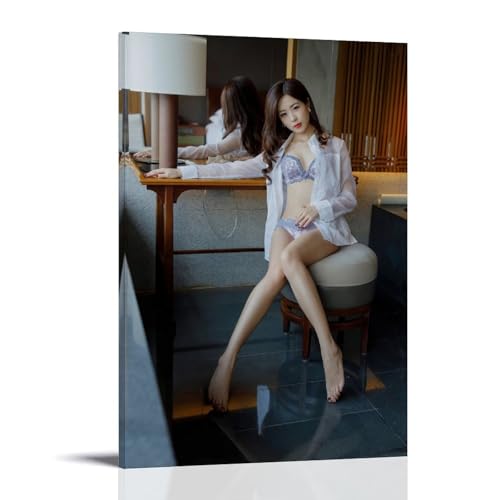 YAPING Model Girl in Sexy Lingerie Sitting on A Chair Porch 12x18inch(30x45cm) von YAPING