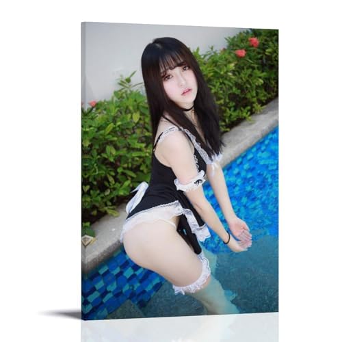 YAPING Model Girl in Swimming Pool Canvas Print 08x12inch(20x30cm) von YAPING