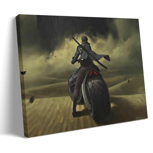 YAPING Motorcyclist in The Desert Canvas Print 20x30inch(50x75cm) von YAPING