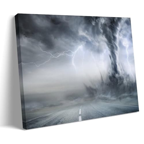 YAPING Road Sky Thunder Powerful Vortex Tornado Canvas Print 12x18inch(30x45cm) von YAPING