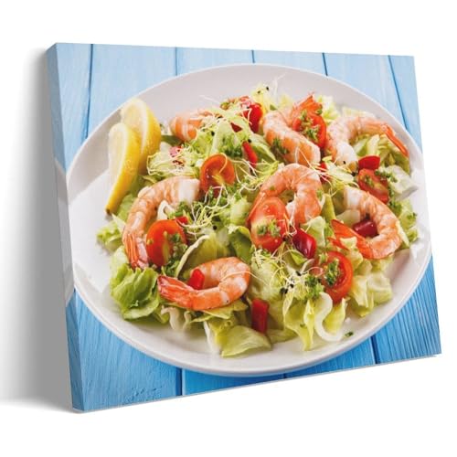 YAPING Vegetables And Shrimps on A Plate Canvas Print 16x24inch(40x60cm) von YAPING