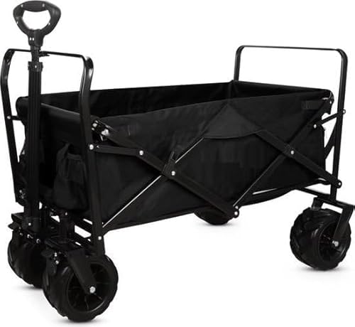 YAR Bollerwagen Faltbar oder Strandwagen klappbar | Klappbarer Handwagen — All-Terrain Räder & Verstellbarer Griff — Kompakt Klappbar Strandbuggy mit 100kg Tragkraft für Strand & Camping von YAR