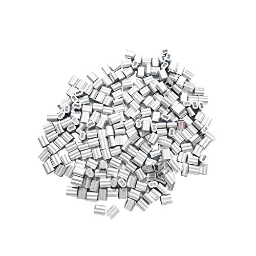 100 Stück 1,0 mm Aluminium-Kabel-Crimpschlaufen-Hülsen Doppelhülsen Typ für Drahtseile Foto Aufhängen von YARADECRO