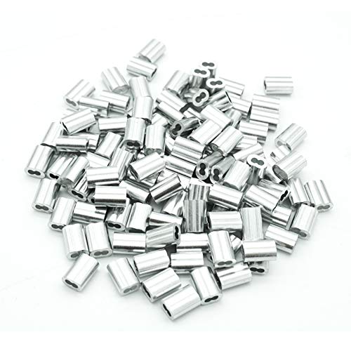 100 Stück 1,2 mm Aluminiumhülsen Crimpschlaufenhülsen Doppelhülsen Typ für Drahtseil-Aufhängung von YARADECRO