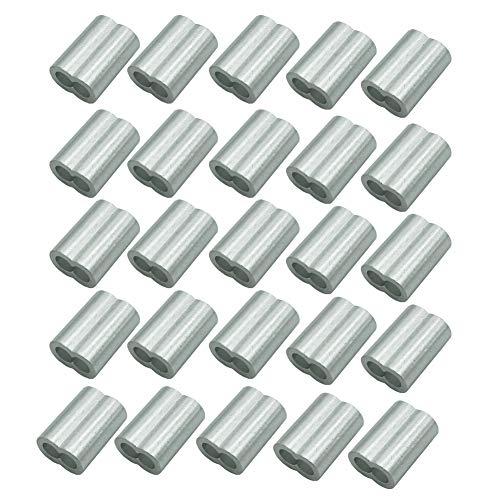 25 Stück 5,0 mm Aluminium-Kabel-Crimpschlaufenhülsen für Drahtseil, Fotoaufhängung von YARADECRO