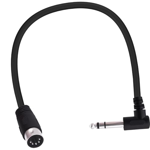 YARCHONN 1/4 Zoll auf DIN 5 Pin Kabel 90 Grad MIDI 5pin Stecker auf 6,35 mm rechtwinklig TRS Stereo-Audiokabel für Lautsprecher, Verstärker, Mixer MIDI-Tastatur-0,2 m/0,66 FT von YARCHONN