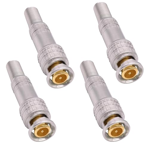 YARCHONN BNC-Stecker, lötfreier Stecker, BNC RG59, Crimp-Koaxialkabel, Kompressionsstecker für Überwachungskamerasysteme, 4 Stück von YARCHONN